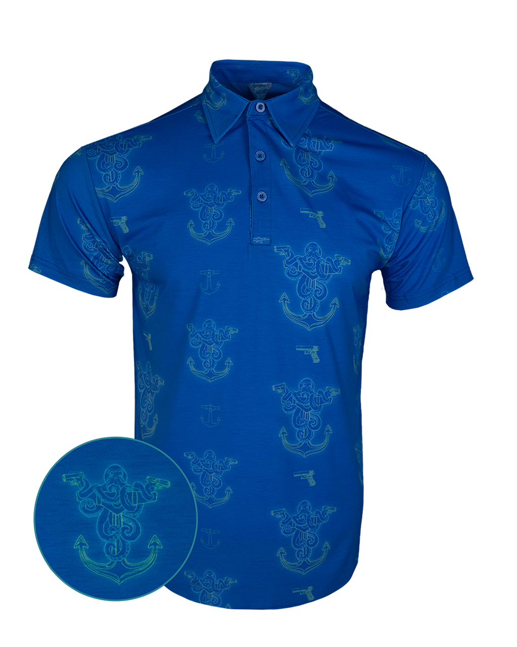Retro Men's Polo Shirt Glocktopus Blue
