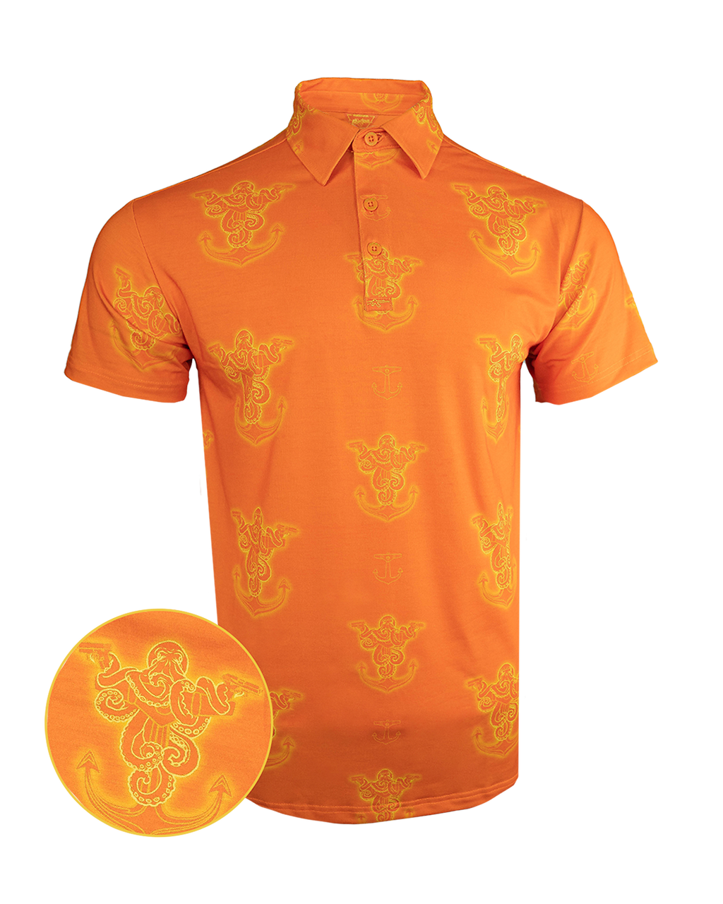 Retro Men's Polo Shirt Glocktopus Orange