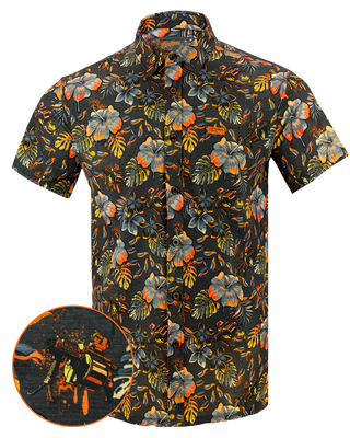 Hawaiian Drip Button Down (Black/Orange)