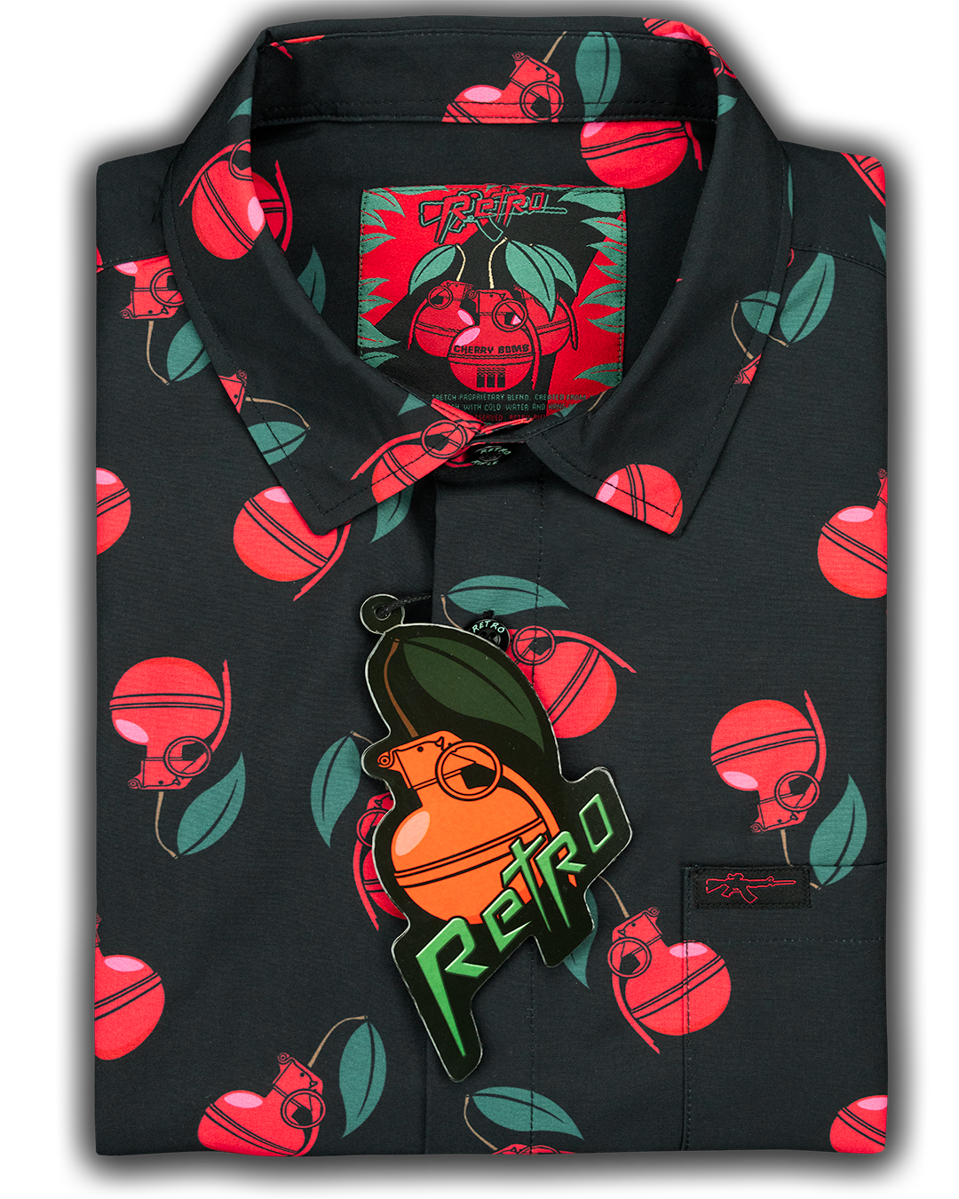 Retro Rifle - Men's Button Down - Cherry Bomb Retro Rifle - Men's Button Down - Cherry Bomb