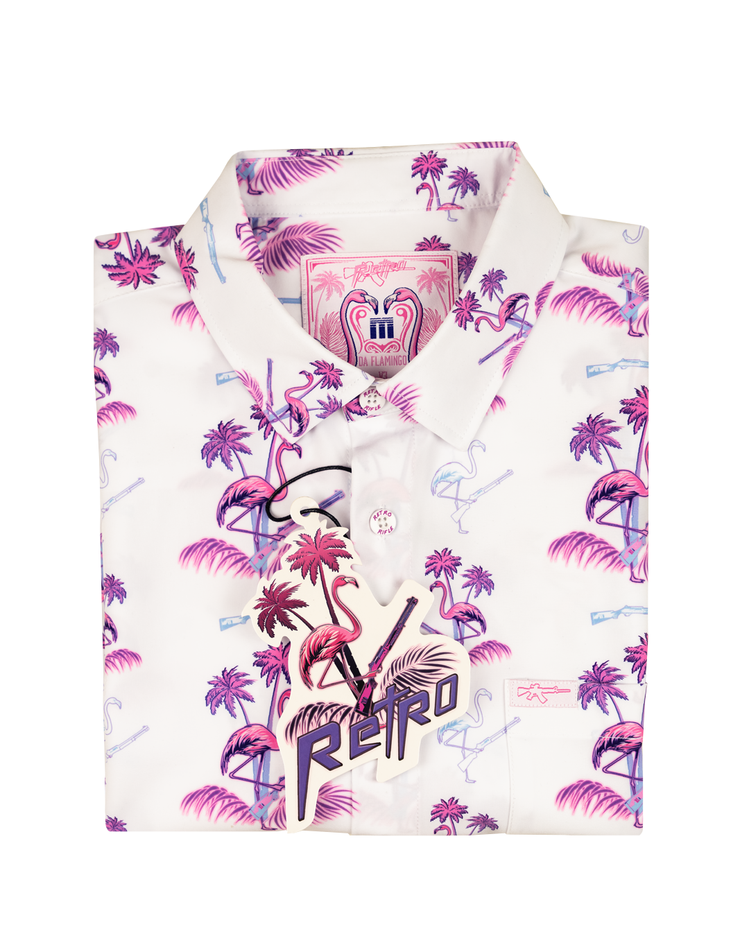 Retro Rifle - Men's Button Down - Da Flamingo V3 (White)