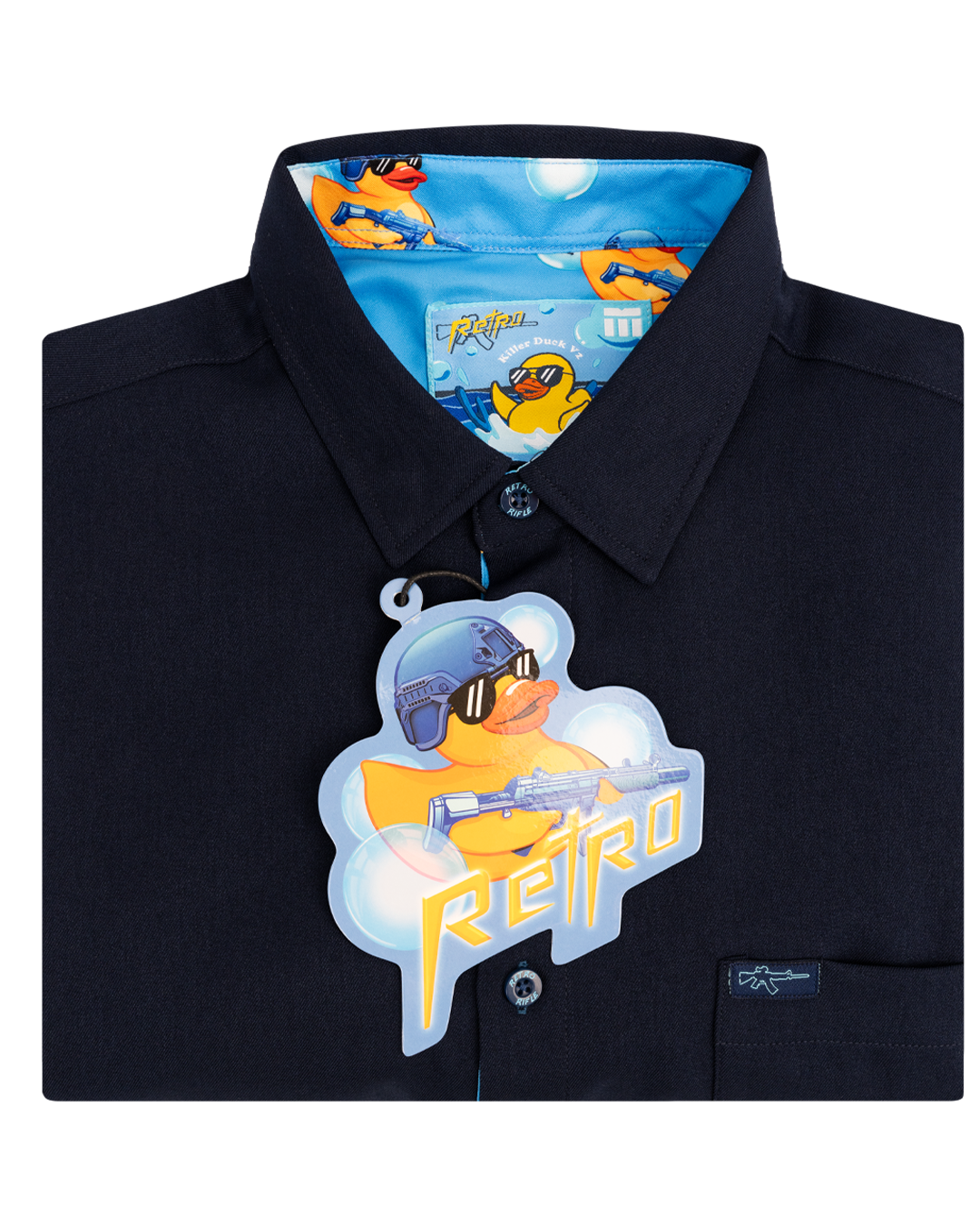 duck dress shirt Tipsy Elves Men's Blue Rubber Ducky Hawaiian Button Down Shirt Size Small