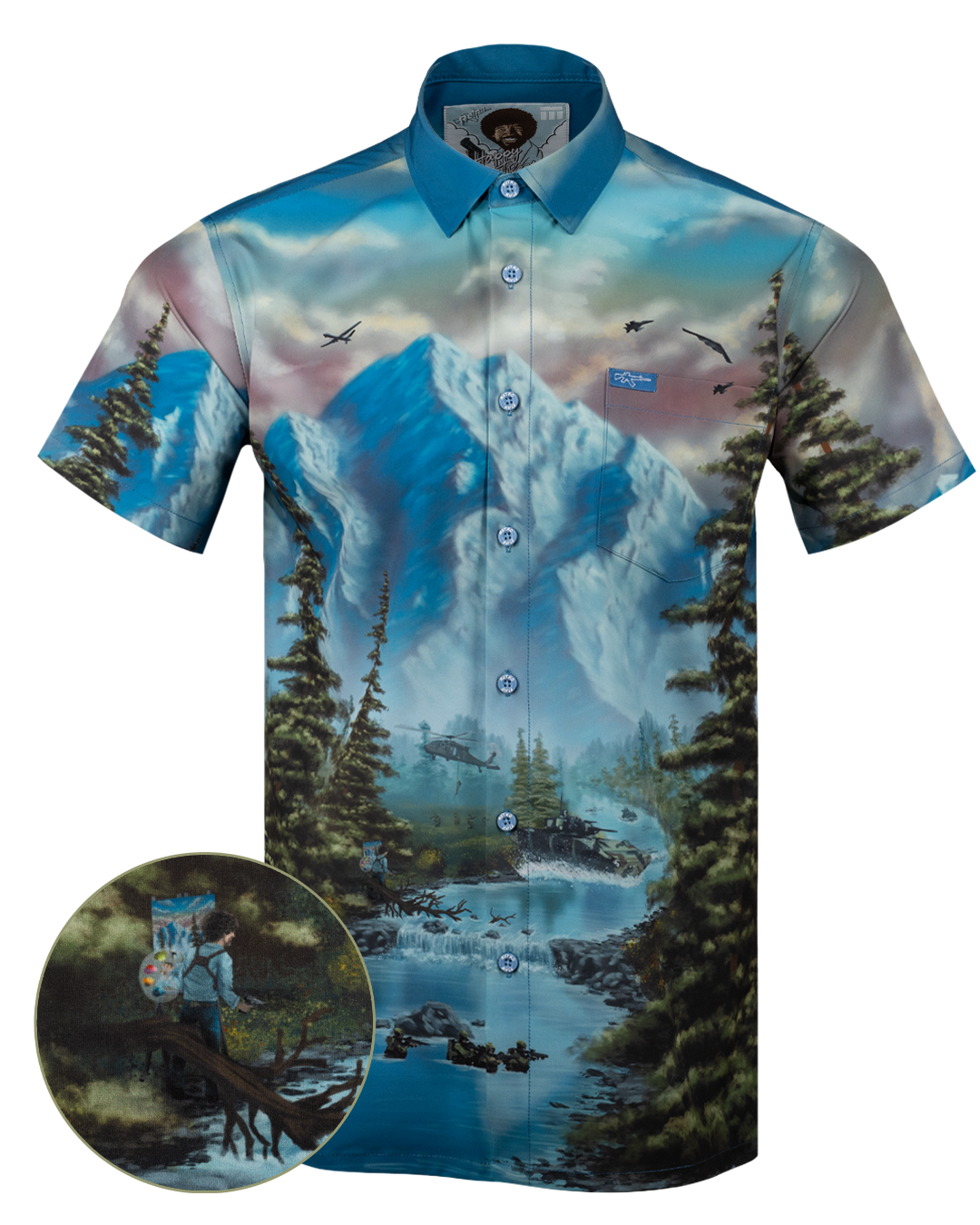 bob ross dress shirt Retro Rifle - Men's Button Down