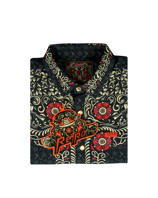 Los Charro Black Button Down (Pearl Snaps)