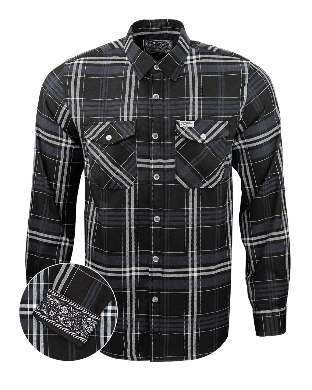 Retro Rifle - Men's Flannel - Old Silence (Black/White) Flannel