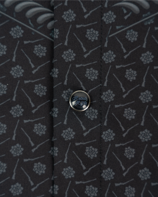 Old Silence (Blackout) Long Sleeve Button Down (Pearl Snaps)