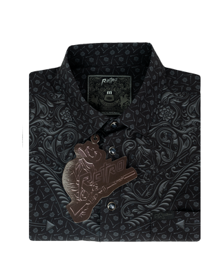 Old Silence (Blackout) Long Sleeve Button Down (Pearl Snaps)