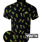 Pineapple Grenade Black Button Down (Youth)