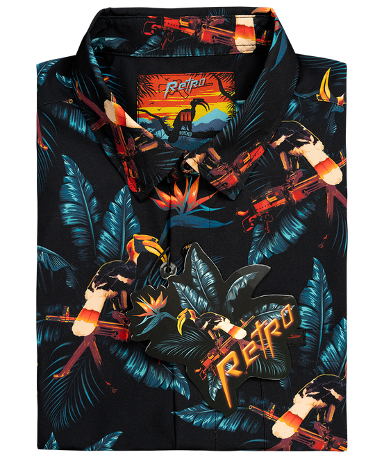 Retro Rifle - Men's Button Down - Perched (Black)