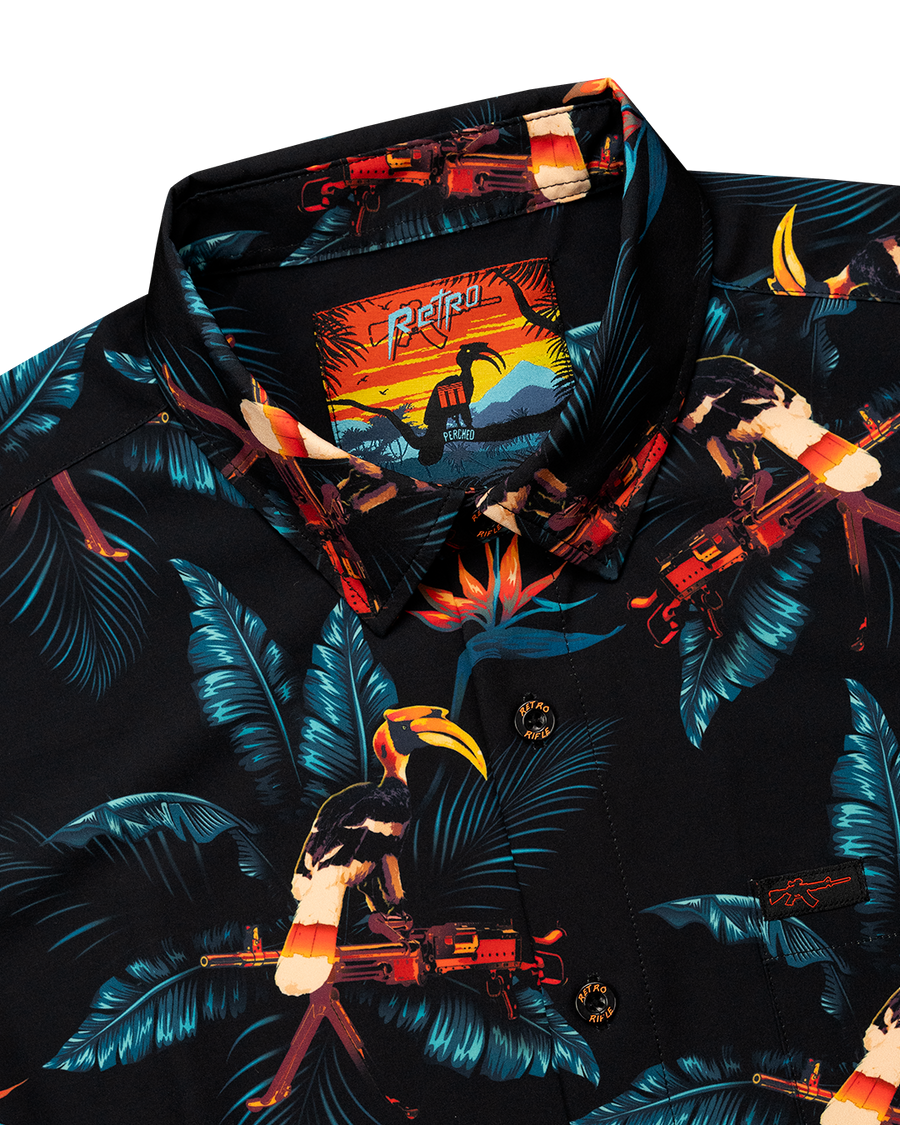 Retro Rifle - Men's Button Down - Perched (Black)