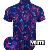 Prehistoric Blue Button Down (Youth)