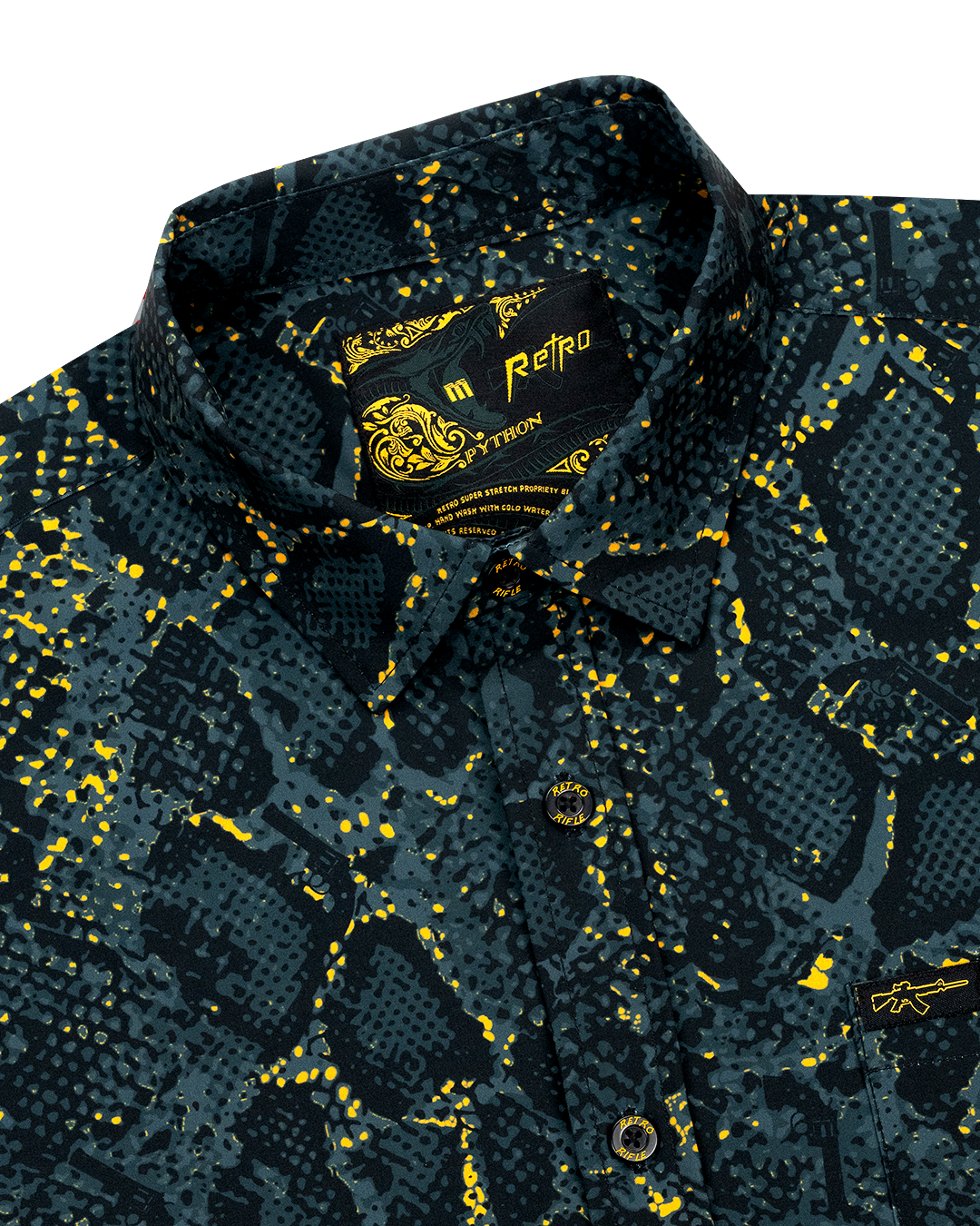 python vintage retro by mangobanana in 2024 | retro... Retro Rifle - Men's Button Down - Python (Black)