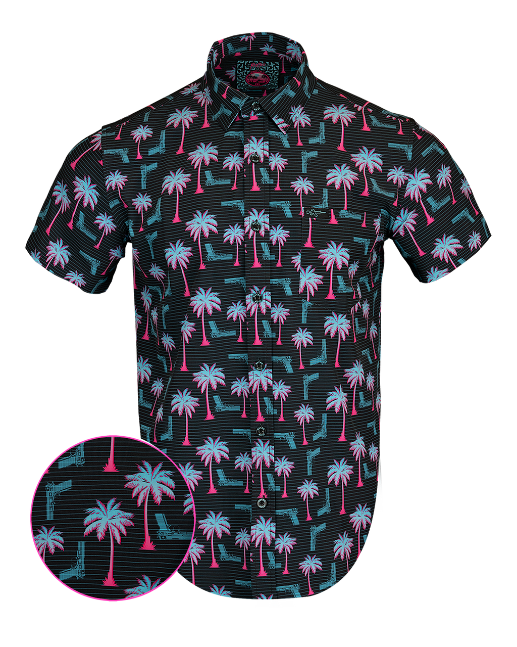 Retro Rifle - Men's Button Down - Rising Palm (Black)