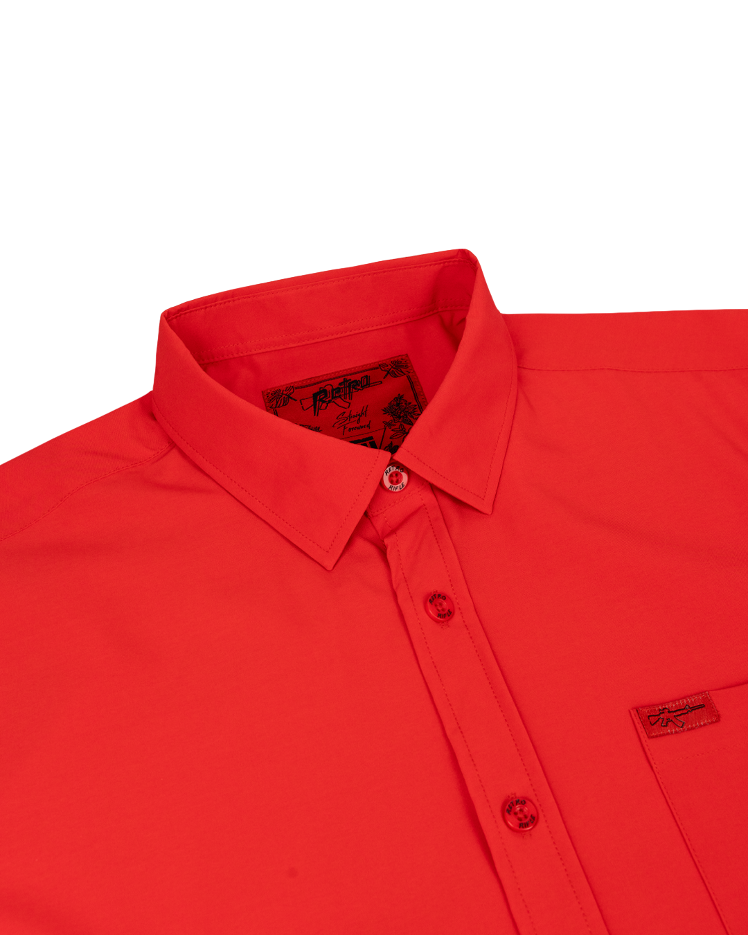 Red Man Fall Sign Retro Rifle - Men's Button Down - Solid (Red)