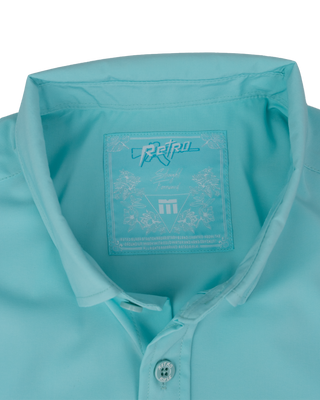 Solid Button Down (Cyan)