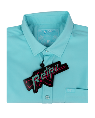 Solid Button Down (Cyan)