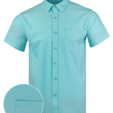 Solid Button Down (Cyan)
