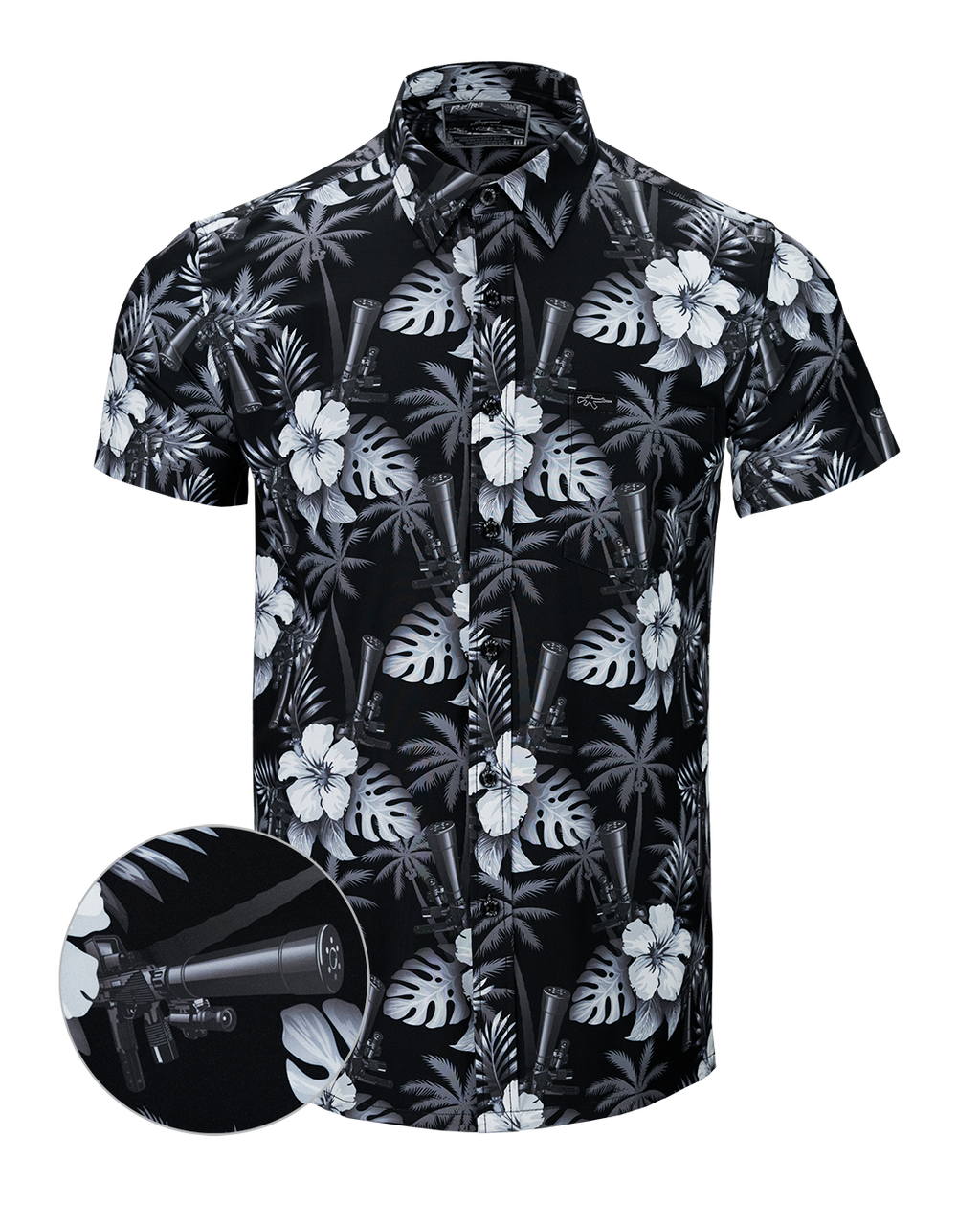 Retro Rifle - Men's Button Down - Suppressed (Black/White)