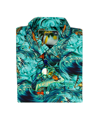 Surfs Up (Teal) Button Down