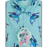 Synth Shark (Light Blue) Polo