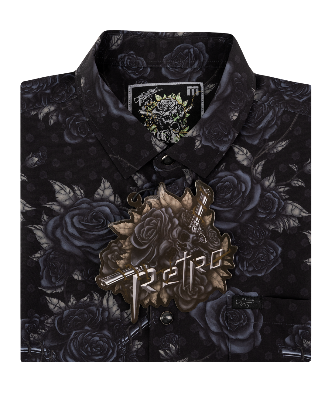Retro Rifle - Men's Button Down - Black Rose Retro Rifle - Men's Button Down - Black Rose