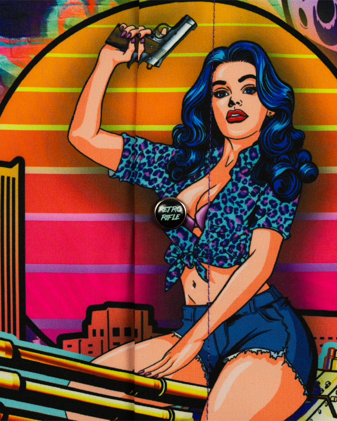 Retro Rifle - Men's Button Down - The Mural (Pearl Snaps)