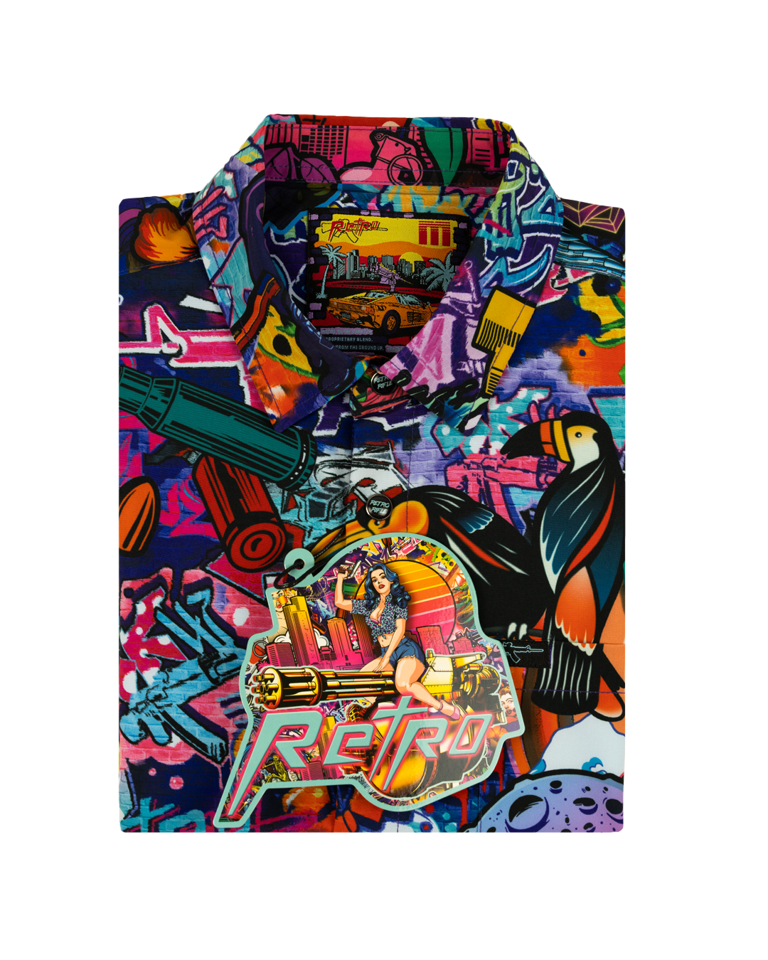 Retro Rifle - Men's Button Down - The Mural (Pearl Snaps)