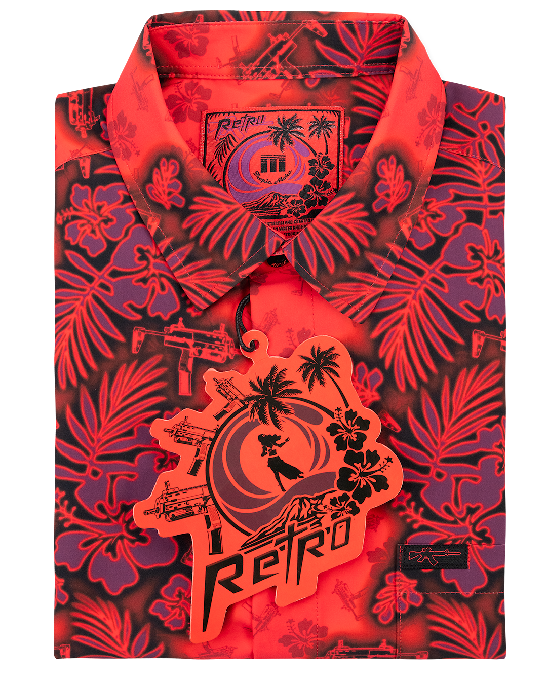 Retro Rifle - Men's Button Down - Tropic Aloha (Red)
