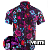 Tropical Fields Black Button Down (Youth)
