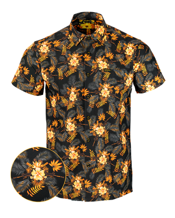 Retro Rifle - Men's Button Down - Tropics Black/Gold