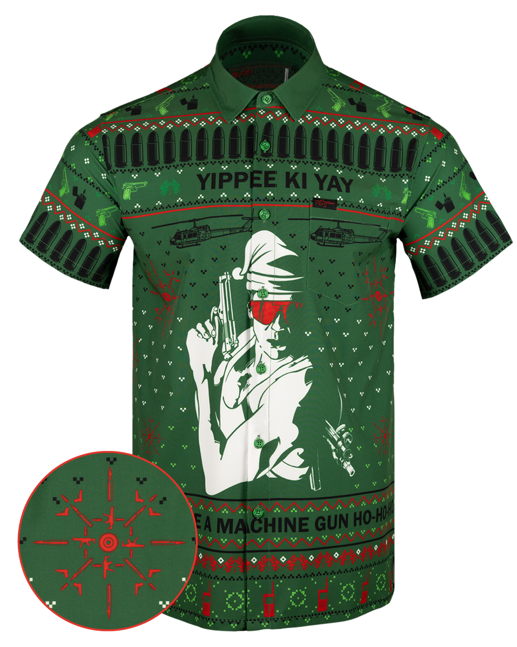 Yay Button Retro - Men's Button Down - Yippee-Ki-Yay (Green)