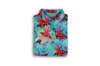 Hibiscus Teal Polo